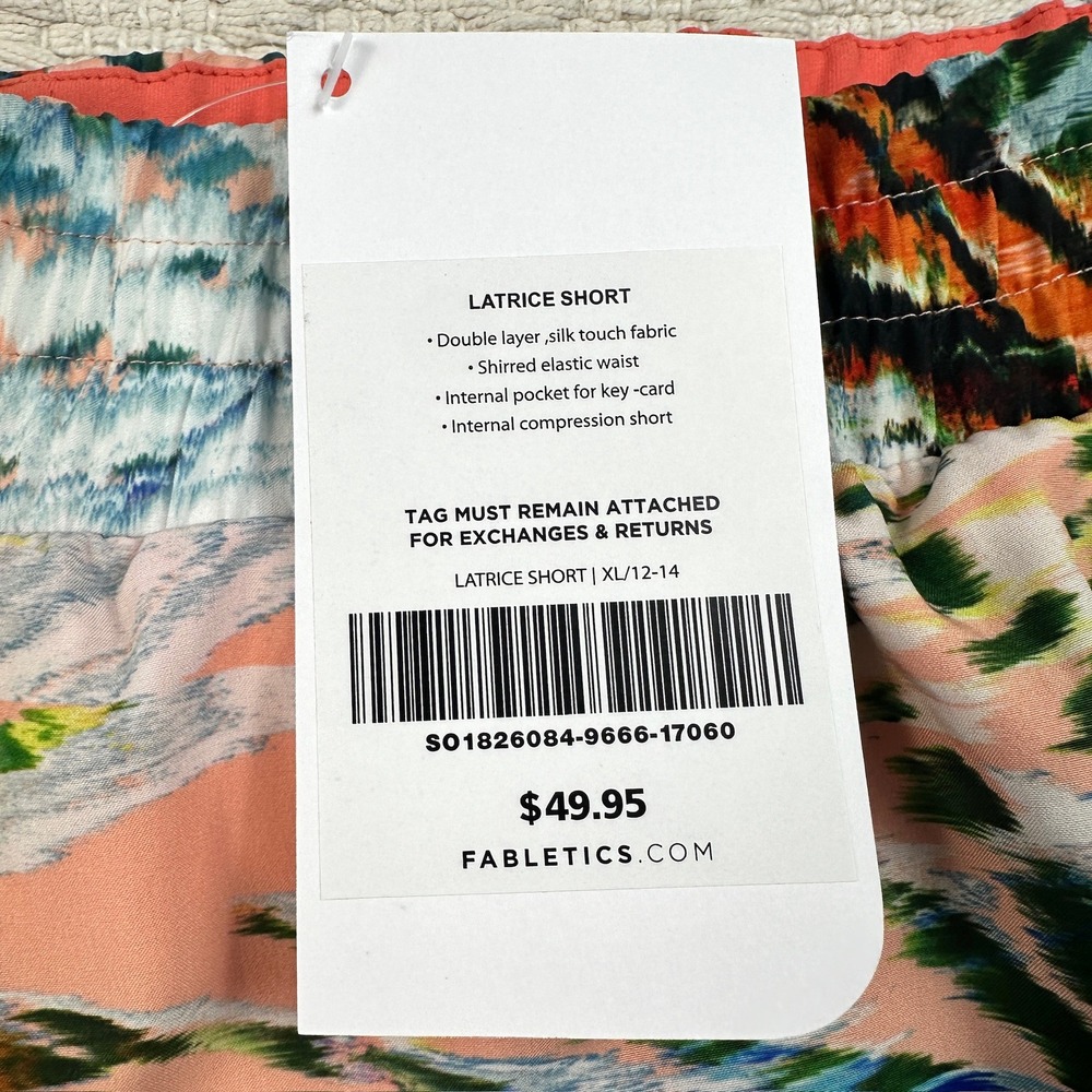 Fabletics Latrice Shorts XL Tropical Palm Print Double Layer Compression Lining - Picture 8 of 10